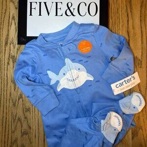 Adorable Carter’s just one you boys 6 month blue sleeper – shark